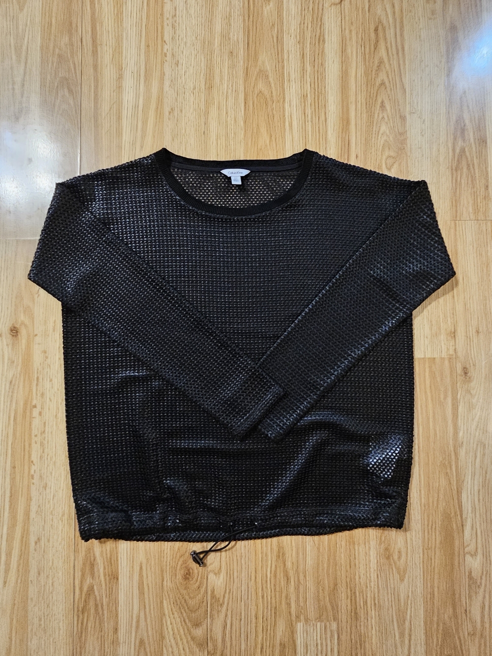 Calvin Klein Black Open-Knit Long Sleeve Top